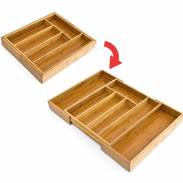 Portaposate Estensibile da Cassetto Cucina Porta Posate in Legno Bambù 33x29cm sconto