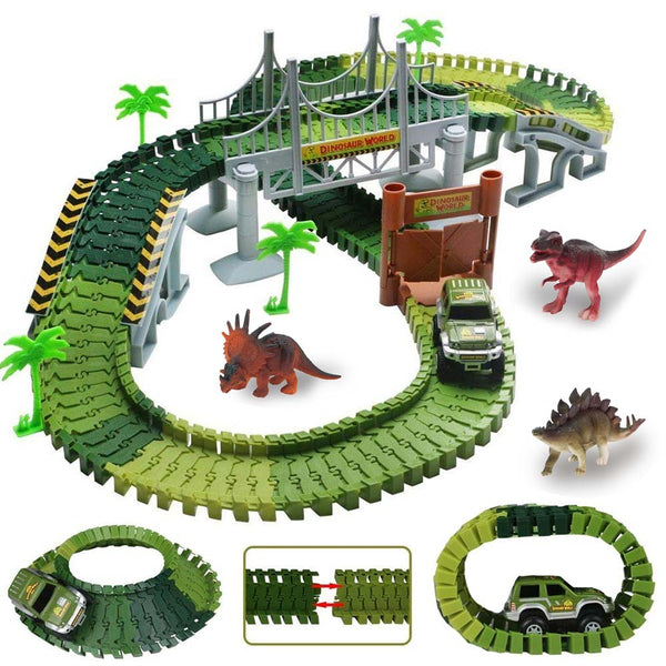 online Pista Macchinine Flessibile Parco Dinosauri Costruzione 192pz con Macchinina