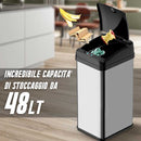 Pattumiera Automatica cn Sensore Elettrico 48Lt Bidone Spazzatura Cucina Acciaio-2