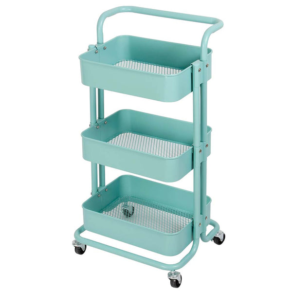 sconto Carrello Trolley Cucina in Metallo 3 Ripiani 43x36x85 4 Ruote Salvaspazio Blu