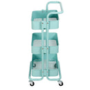 Carrello Trolley Cucina in Metallo 3 Ripiani 43x36x85 4 Ruote Salvaspazio Blu-3