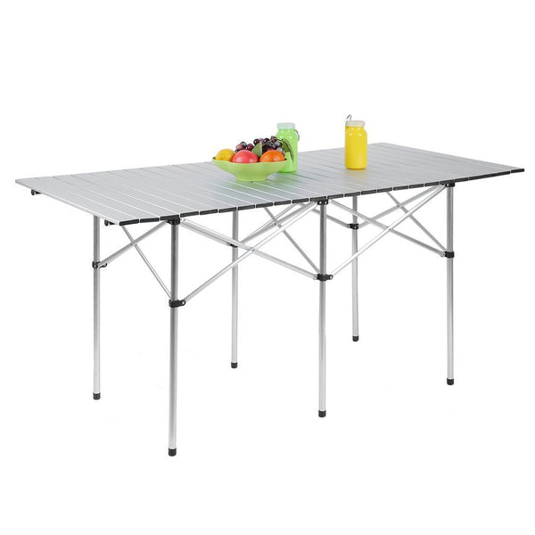 Tavolo Arrotolabile in Alluminio 70 X 140 x 70 Picnic Campeggio Giardino Casa prezzo