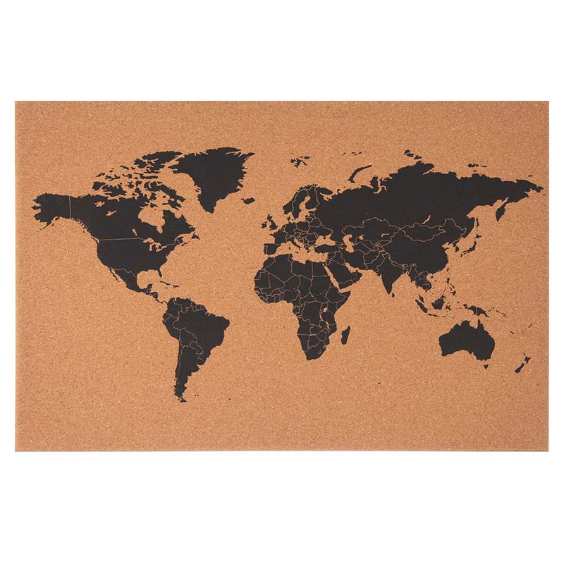 Pannello Bacheca Mappamondo Globo in Sughero 60x40cm da Parete con 10 Puntine-2