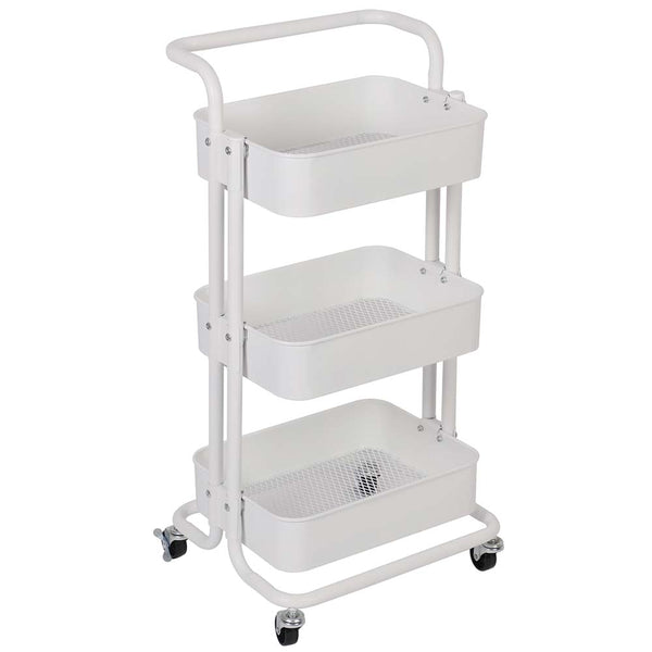 sconto Carrello Trolley Cucina in Metallo 3 Ripiani 43x36x85 4 Ruote Salvaspazio Bianco