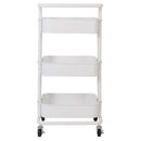 Carrello Trolley Cucina in Metallo 3 Ripiani 43x36x85 4 Ruote Salvaspazio Bianco-4