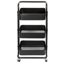 Carrello Trolley Cucina in Metallo 3 Ripiani 43x36x85 4 Ruote Salvaspazio Nero-3