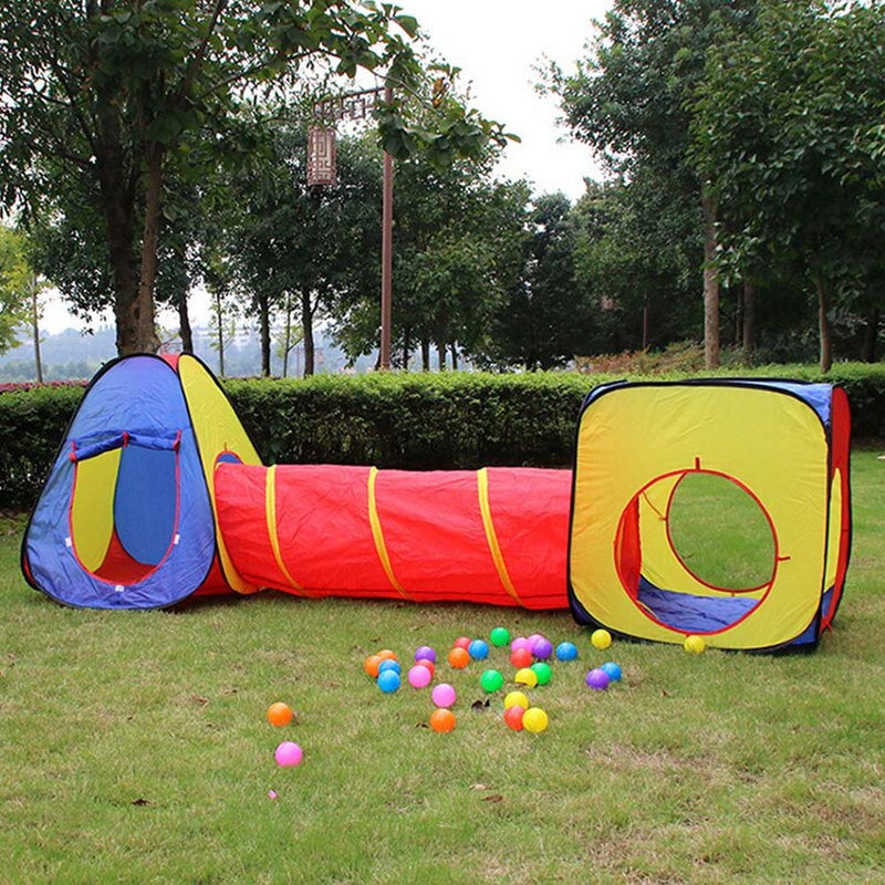 Tenda Gioco Parco Giochi con Tunnel Giocattolo Bambini Pop-Up Pieghevole 3pz-2