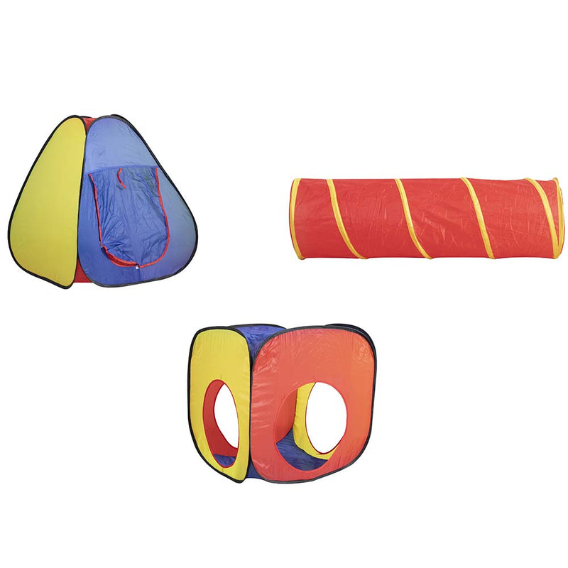 Tenda Gioco Parco Giochi con Tunnel Giocattolo Bambini Pop-Up Pieghevole 3pz-4