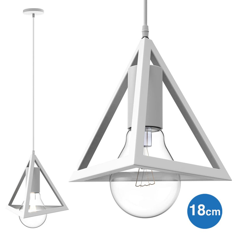 Lampadario Lampada Sospensione Piramide 18cm Design Moderno Paralume Bianco-1