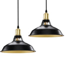 Coppia Lampadari Sospensione Moderno Design Industriale Lampada Metallo Nero Oro-1