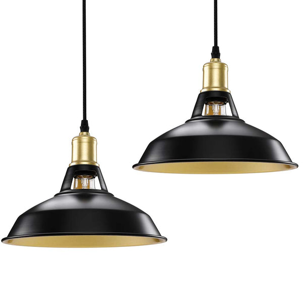 online Coppia Lampadari Sospensione Moderno Design Industriale Lampada Metallo Nero Oro