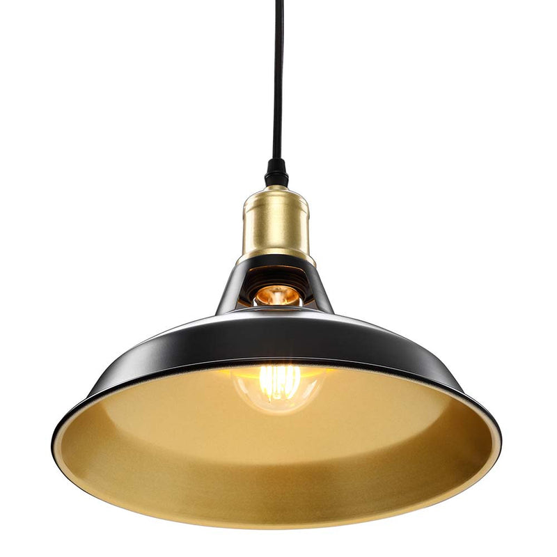 Coppia Lampadari Sospensione Moderno Design Industriale Lampada Metallo Nero Oro-3