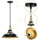 Coppia Lampadari Sospensione Moderno Design Industriale Lampada Metallo Nero Oro-4