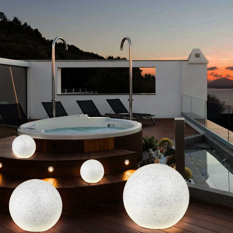 Lampada Sfera Giardino 30cm Luce Illuminazione Esterno Attacc E27 Effetto Pietra-3