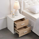 Comodino Mobiletto Cassettiera 2 Cassetti Design Moderno in legno MDF Bianco-3