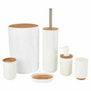 Set da Bagno in Legno Bamboo e Plastica Bianco e Naturale 6pz con Portascopino-1