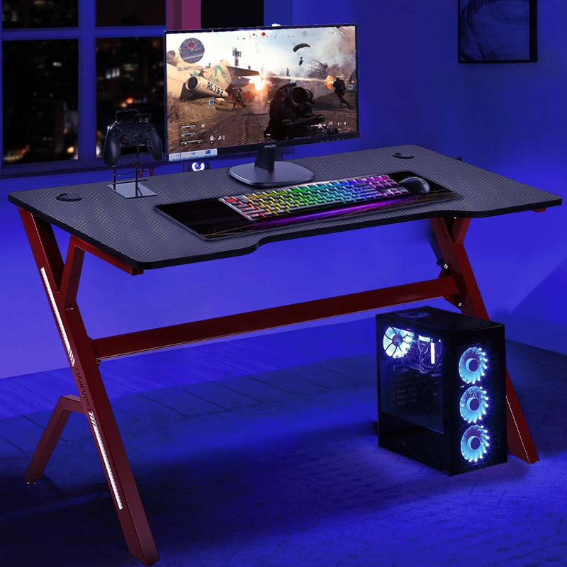 Scrivania Gaming Porta Pc Computer in Metallo e Legno MDF Tappetino Mouse Pad-3