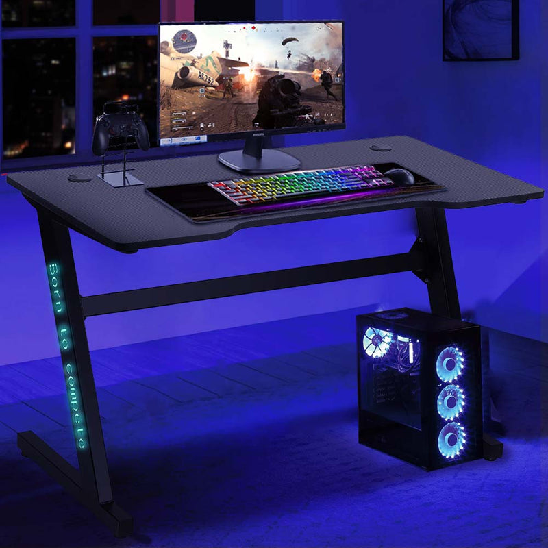 Scrivania Gaming Porta Pc Computer con Luci LED RGB e Tappetino Mouse Pad 80x30-3