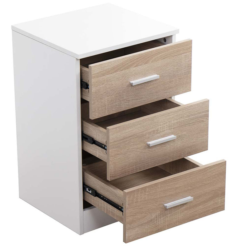 Comodino Mobiletto Cassettiera 3 Cassetti Design Moderno in legno MDF Bianco-2