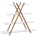 Libreria Design Moderno Scaffale 4 Ripiani Legno MDF e Bambu Casa Ufficio Bianco-1