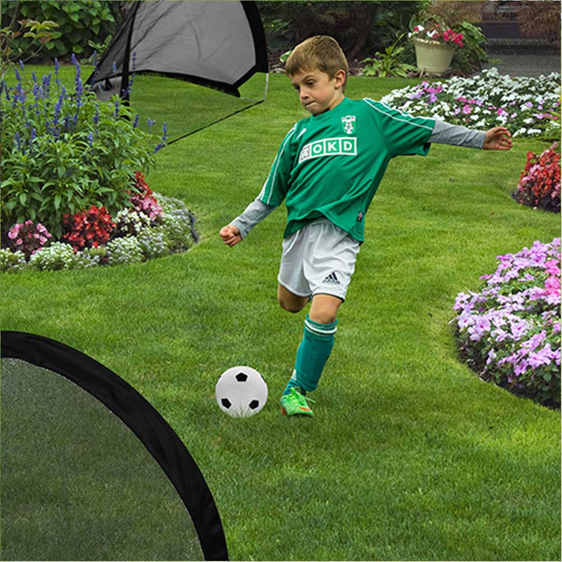 Set 2 Porte da Calcio Pop-Up Pieghevoli Bambini con Pallone e Custodia 120x86cm-4