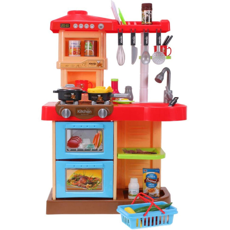 Cucina Giocattolo Bambini Fornello Luci Suoni 30 Accessori Gioco 52x26x72cm-2