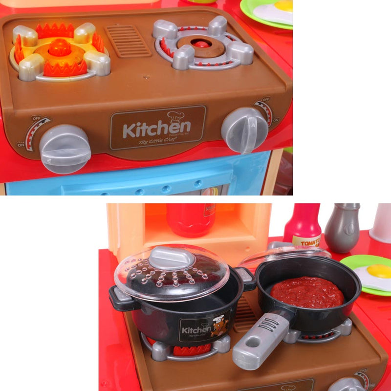 Cucina Giocattolo Bambini Fornello Luci Suoni 30 Accessori Gioco 52x26x72cm-3