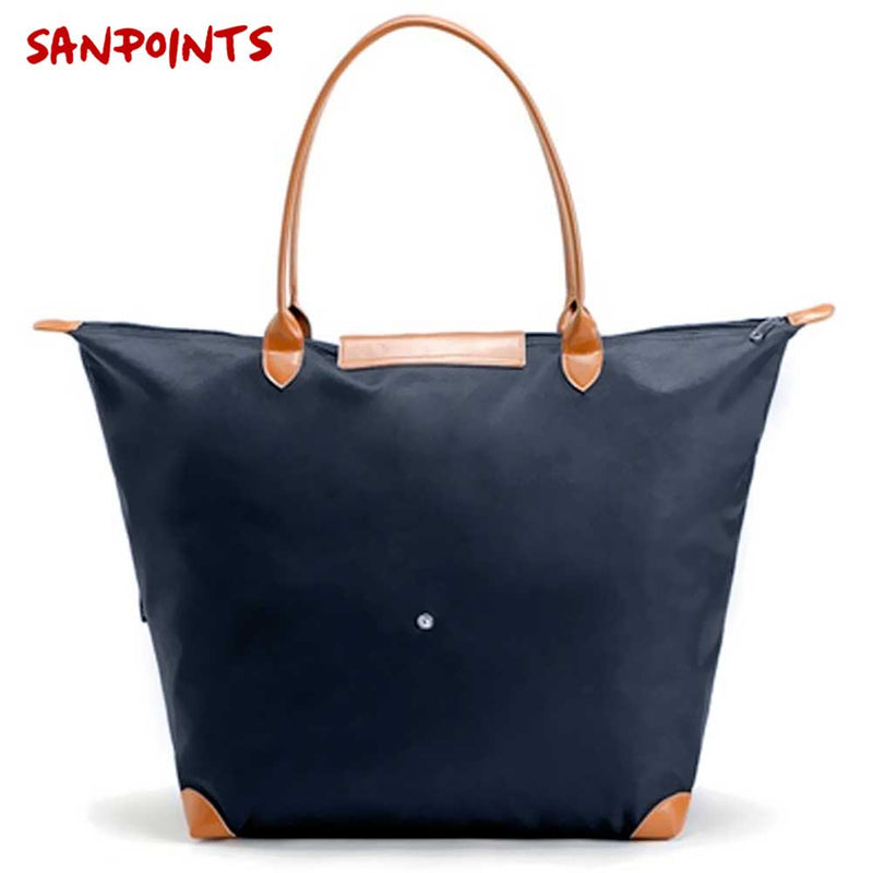 Borsa Pieghevole In Tessuto Blu Navy Con Manici Biscotto Misure 57x35.5x21.5 Cm-2