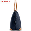 Borsa Pieghevole In Tessuto Blu Navy Con Manici Biscotto Misure 57x35.5x21.5 Cm-3