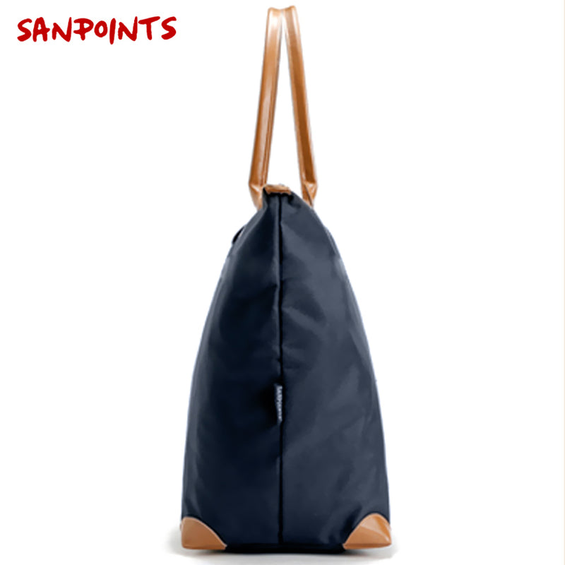 Borsa Pieghevole In Tessuto Blu Navy Con Manici Biscotto Misure 57x35.5x21.5 Cm-3