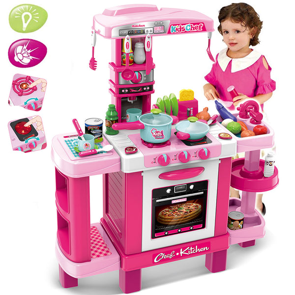 Cucina Giocattolo Bambini con Luci e Suoni 34 Accessori Gioco 87x78x29cm Rosa acquista