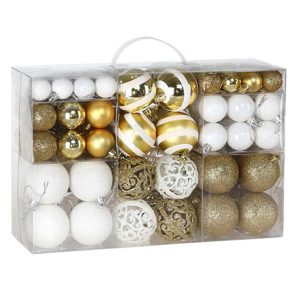 online Confezione 100 Palline Natale Oro e Bianco Diametro 3/4/6 cm Addobbo Natalizio