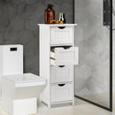 Mobile Bagno Cassettiera 4 Cassetti con Ripiano Legno MDF Bianco 30x30x82cm-2