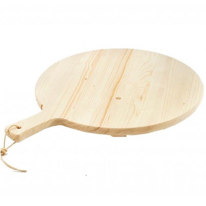 Tagliere Per Pizza Rotondo 34 cm In Legno Di Abete Con Manico Affettati Cucina-2