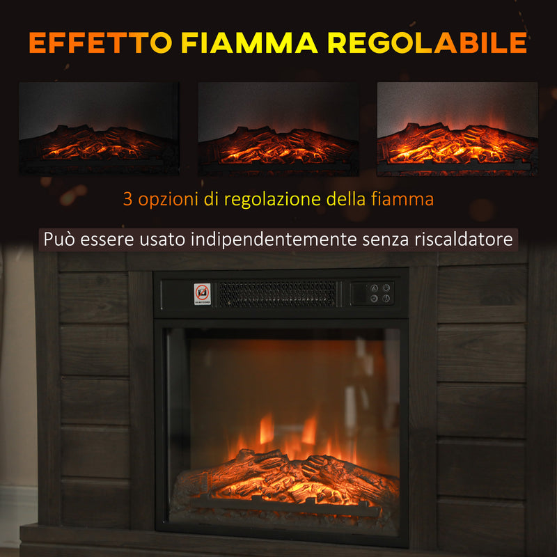 Camino Elettrico da Pavimento 1800W Effetto Fiamma e Telecomando 96,5x22x81,7 cm Grigio Scuro-4