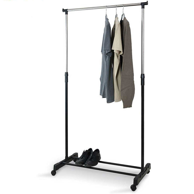 Stand Appendiabiti Allungabile Telescopico Singolo con Ruote 80x40x90/165 cm-1