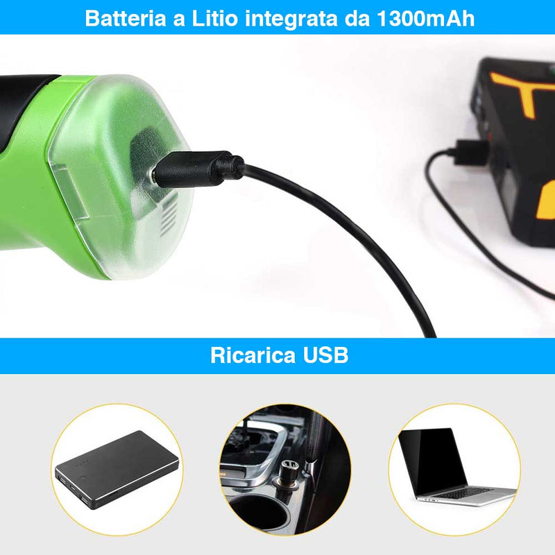 Forbici Cesoie Sfoltirami Elettrico a Batteria Tagliaerba Tagliasiepi USB 2 Lame-5