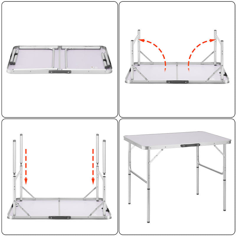 Tavolo Campeggio Picnic Alluminio 90x60x70 Pieghevole Valigetta Piano Formica-5