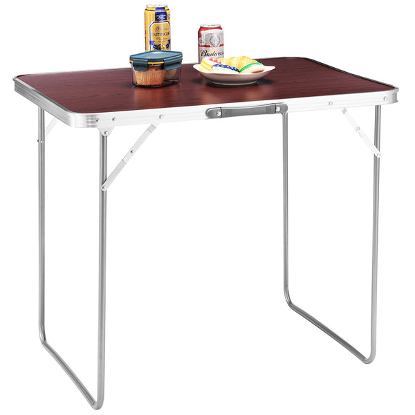 Tavolo Campeggio Picnic con Maniglia Effetto Legno 60x80x68cm Pieghevole Esterni prezzo