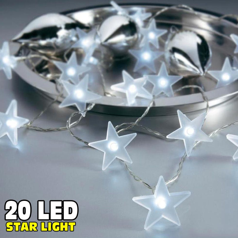 Luci di Natale 20 Led a Forma di Stelle  4,8m Alimentazione a Batteria-2