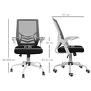 Sedia Operativa Ergonomica Altezza regolabile 94-104 cm Tessuto Effetto Lino Bianco e Nero -3