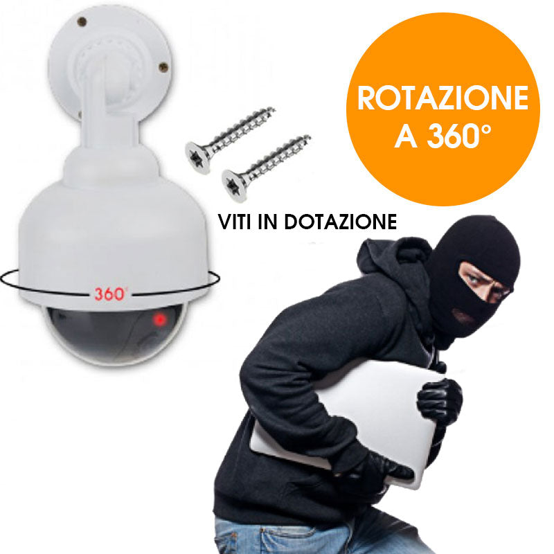 Videocamera Telecamera Finta Con LED Luminoso Rotazione 360 Camera Sicurezza-2