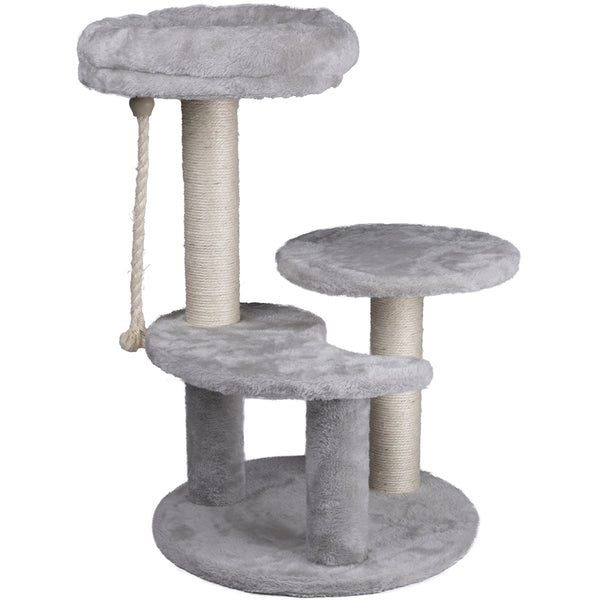 sconto Albero Graffiatoio Tiragraffi 3 Ripiani con Corda in Sisal Rivestimento Peluche