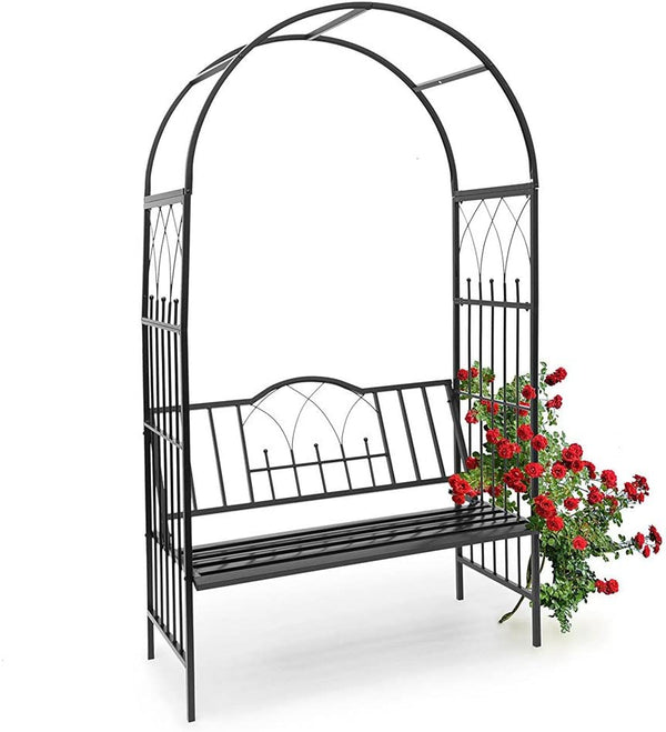 prezzo Panchina 2 Posti con Arco da Giardino x Piante Rampicanti in Ferro 115x59x203 cm