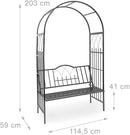 Panchina 2 Posti con Arco da Giardino x Piante Rampicanti in Ferro 115x59x203 cm-5