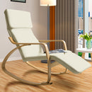 Sedia a Dondolo Poltrona Relax Cotone Beige Schienale e Poggiapiedi Regolabile-2