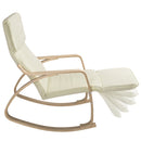 Sedia a Dondolo Poltrona Relax Cotone Beige Schienale e Poggiapiedi Regolabile-4