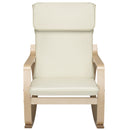 Sedia a Dondolo Poltrona Relax in Cotone Beige con Schienale Cuscino Ergonomici-3