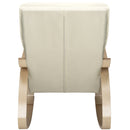 Sedia a Dondolo Poltrona Relax in Cotone Beige con Schienale Cuscino Ergonomici-4