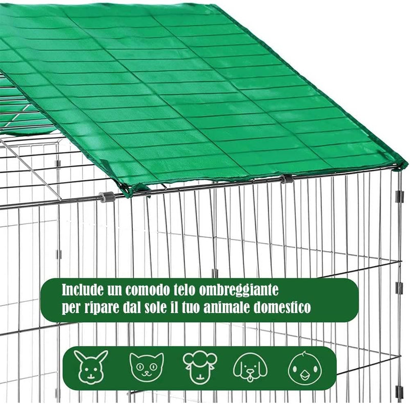 Gabbia per Conigli Recinzione per Animali Recinto 180x75 cm con Telo Protezione-3